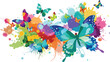 © Kevin - Vibrant Butterflies and Colorful Paint Splatters on White Background butterfly abstract