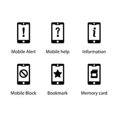 Wall Mural - Mobile Alert, Mobile help, Information, Mobile Block, Bookmark, Memory card, icon
