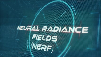 Neural Radiance Fields (NeRF) words in Techno Sci-Fi
