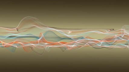 Poster - Fantastic video animation with particle wave object in slow motion and space for text, 4096x2304 loop 4K