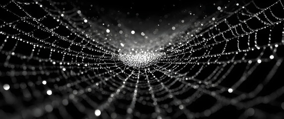 Canvas Print - Spider web line art vector