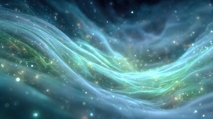 Wall Mural - Ethereal Glowing Blue Green Nebula