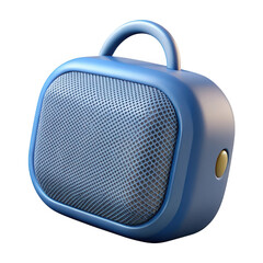 Wall Mural - 3d blue portable bluetooth speaker isolated on transparent background