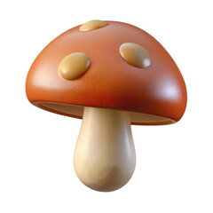 Wall Mural - 3d cartoon mushroom isolated on transparent background