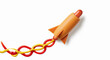© Hamza - Hot dog shaped like a rocket blasting off with ketchup and mustard trails, symbolizing fast food innovation and culinary adventure.