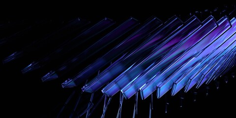 Wall Mural - futuristic glass structure on black background, 3d render