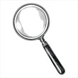 © Nass Studio - Engraved magnifying glass retro sketch vintage detective search equipment hand drawn loupe optical instrument isolated on white background vector illustration