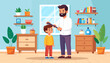 © Miaw - Dad Combing Son's Hair: Quality Time at Home Illustration