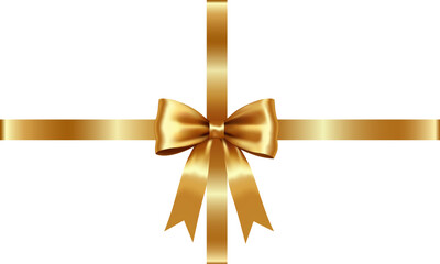 Wall Mural - Gold Ribbon with Decorative Bow – Shiny Gift Wrapping