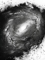 Wall Mural - Monochromatic spiral galaxy cosmic art abstract space background