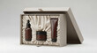 © Airwj - An elegant gift set of amber skincare products displayed in a luxurious, open, silk-lined box.