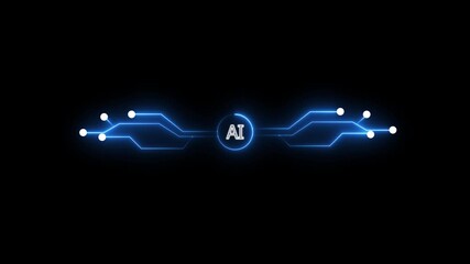 Wall Mural - AI Computer Chip. CPU Transmitting Glowing High Speed Data Circuit Board Using Processing Artificial Neon digital technology Computer And Technology.Glowing neon AI circuit board background.4k