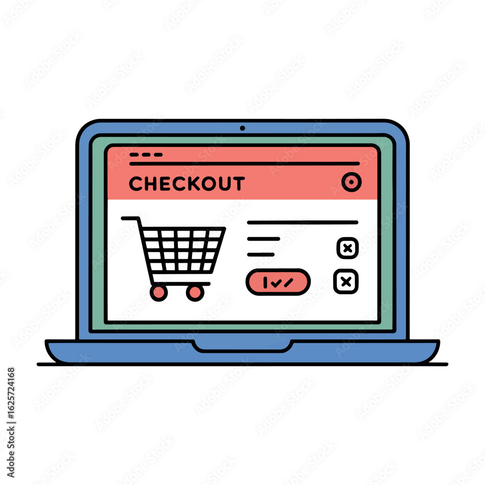 Online Checkout on Laptop Screen Depicting Shopping Cart and Order ...