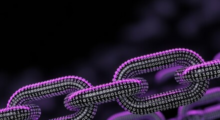 Digital Connection: A Creative Illustration of Business Concepts with Chain, Datum, and Block Rendering on an Engaging Background