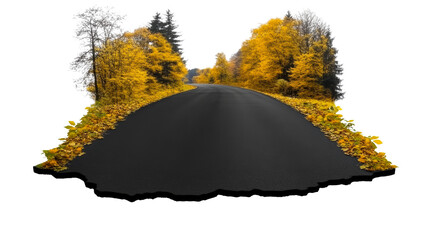 Wall Mural - curved road surrounded by vibrant autumn trees on a clear day