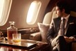 © BOONJUNG - Elegant Business Jet Interior with Dark Wood Textures and Luxurious Atmosphere