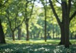 © Keeshan - . Dreamy park landscape with softly blurred sunlight and natural greenery creating a peaceful, nature-inspired outdoor background for seasonal designs