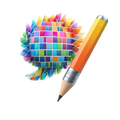 Colorful sphere with a pencil