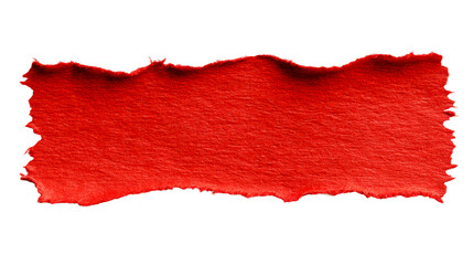 Wall Mural - bright red torn paper with a rough edge on a transparent background