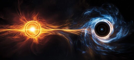 Wall Mural - black hole absorb the sun energy. time space dilation. science galaxy astronomy. generative video ai