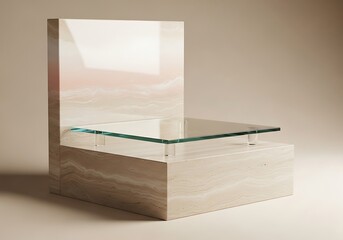 Elegant marble pedestal with a transparent glass surface exhibiting luxury design