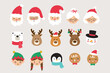 © JungleOutThere - Cute Christmas characters vector illustration featuring Santa Claus, Mrs. Claus, reindeer, snowmen, elves, penguins, polar bears, and gingerbread men.