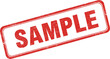 © ARSM D - Red and white rectangular stamp with the word sample in bold red letters isolated on transparent background