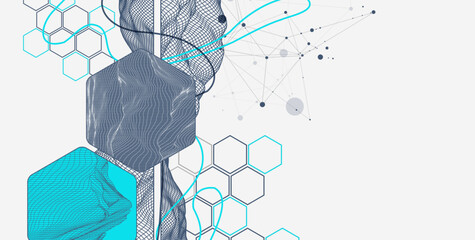 Wall Mural - abstract wireframe background. modern science or technology art elements. surface illustration.