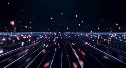Poster - Abstract background with glowing particles and light trails animation loop