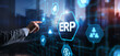 © Funtap - ERP. Enterprise resource planning. Technology concept on virtual screen