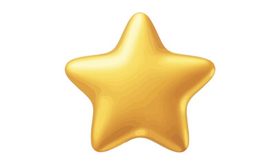 golden five-pointed star icon with smooth 3d shading and highlights, minimal vector design represent