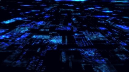 Wall Mural - abstract digital background. blue matrix cyberspace with moving data. technology cyber security futu