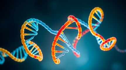 Wall Mural - dna strands on blue background