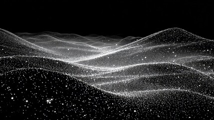 Wall Mural - Abstract Digital Design With Light Spots And Waves