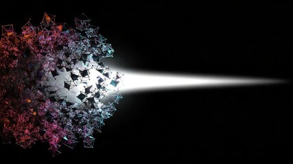 Wall Mural - geometric explosion with light beam animation.