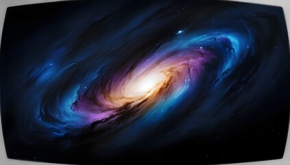 Wall Mural - a mesmerizing depiction of a galaxy swirling in vibrant hues of blue, purple, and gold. light emanat