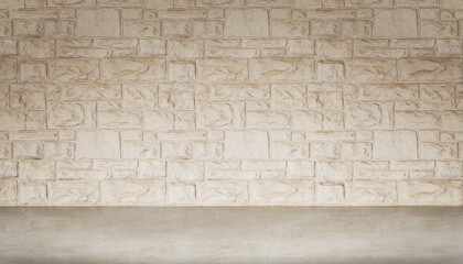 Wall Mural - Inside the room, the floor is made of cement and the walls are made of bricks for advertising