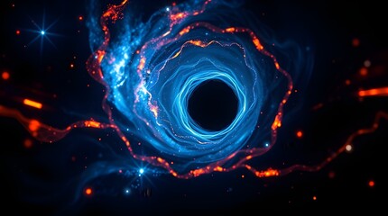 Wall Mural - A swirling vortex of vivid blue and fiery orange colors creates a dynamic and captivating effect, resembling a cosmic phenomenon. The contrasting colors and intricate patterns draw the viewer's eye 