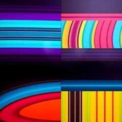 Wall Mural - Vibrant Geometric Abstractions. A captivating composition of bold, colorful stripes and curves creates an intriguing geometric pattern. 
