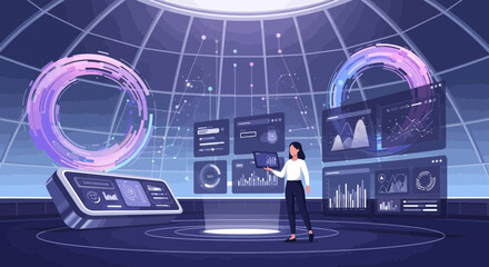 Data Analysis In Virtual Control Room Of Futuristic Technology