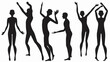 © Ijaz - Silhouette figures showing various poses like dancing and waving with arms raised and legs apart