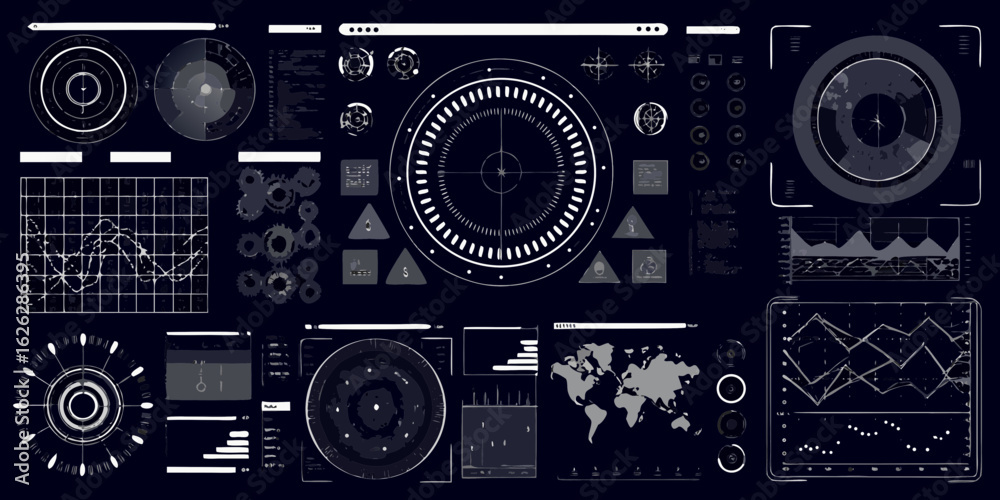 Futuristic digital interface displaying complex data analytics and ...