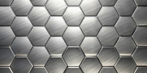 Wall Mural - Abstract Hexagonal Metal Surface with Brushed Texture and Subtle Highlights