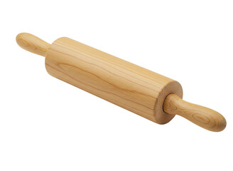Wooden rolling pin kitchen utensil isolated on transparent background