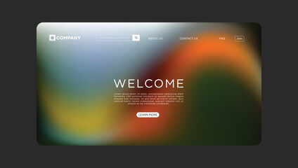 Modern website template with welcome text and vibrant abstract background design element