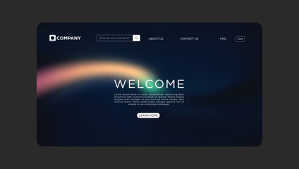 Modern website template design with welcoming message and sleek navigation bar interface