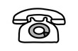 © Zaqiyul - The image is a simple, black-and-white, cartoon-style illustration of a vintage rotary phone. The phone has a thick, bold outline, giving it a playful and graphic appearance.