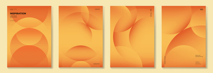 Canvas Print - modern gradient poster background vector set. minimalist cover template with orange and yellow persp