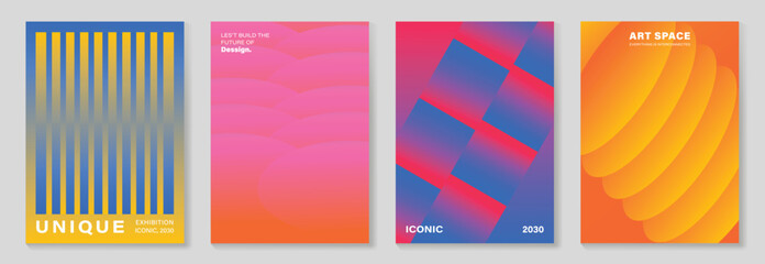 Canvas Print - modern gradient poster background vector set. minimalist cover template with vibrant perspective geo