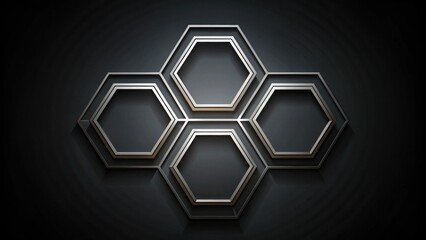 Wall Mural - Abstract Metallic Hexagon Pattern Background Design with Subtle Shadowing and Dark Grey Tones